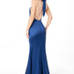 Vestido de satén de corte sirena con corpiño halter retorcido y entallado Astee T2005