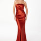 Astee T2006 Tea Length Satin Dress Cut Out Cowl-Like Back