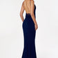 Astee T2008 Fitted Spaghetti Strap Open Back with Lace Detail Gown
