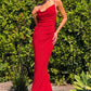 Astee T2008 Fitted Spaghetti Strap Open Back with Lace Detail Gown