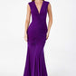 Astee T2009 Long V-Neckline Ruched Mermaid Gown