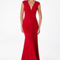 Astee T2009 Long V-Neckline Ruched Mermaid Gown