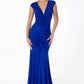 Astee T2009 Long V-Neckline Ruched Mermaid Gown