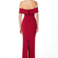 Astee T2011 Off the Shoulder Fitted Evening Gown Back Slit