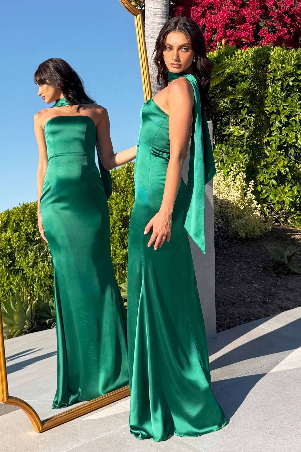 Vestido de Noche Sirena sin Tirantes Ajustado Astee T2012 con Pañuelo