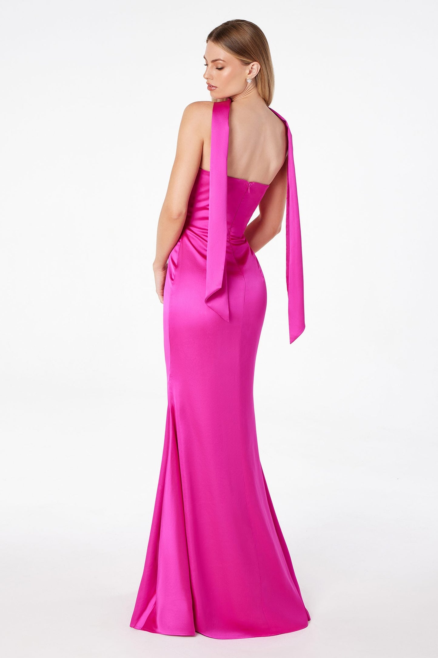 Vestido de Noche Sirena sin Tirantes Ajustado Astee T2012 con Pañuelo