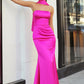 Vestido de Noche Sirena sin Tirantes Ajustado Astee T2012 con Pañuelo