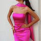 Vestido de Noche Sirena sin Tirantes Ajustado Astee T2012 con Pañuelo