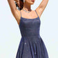 Vestido de Noche Acampanado con Brillo Ladivine Amoris T213 sin Mangas y Tirantes Finos