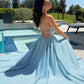 Ladivine Amoris T214 Sleeveless Spaghetti Strap A-Line Glitter Gown