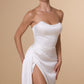 Amoris T215W Fitted Strapless Luxurious Satin Side Sash Wedding Dress