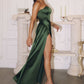 Amoris T215 Fitted Strapless Luxurious Satin Side Sash Evening Dress
