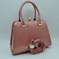 Patent Frame Satchel Handbag with Top Handles and Pearl Clasp