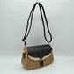 Woven Shoulder Bag with Adjustable Strap and Flap Closure