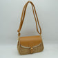Woven Shoulder Bag with Adjustable Strap and Flap Closure