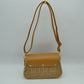 Woven Shoulder Bag with Adjustable Strap and Flap Closure