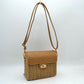 Quilted Flap Woven Straw Crossbody Bag with Adjustable Shoulder Strap