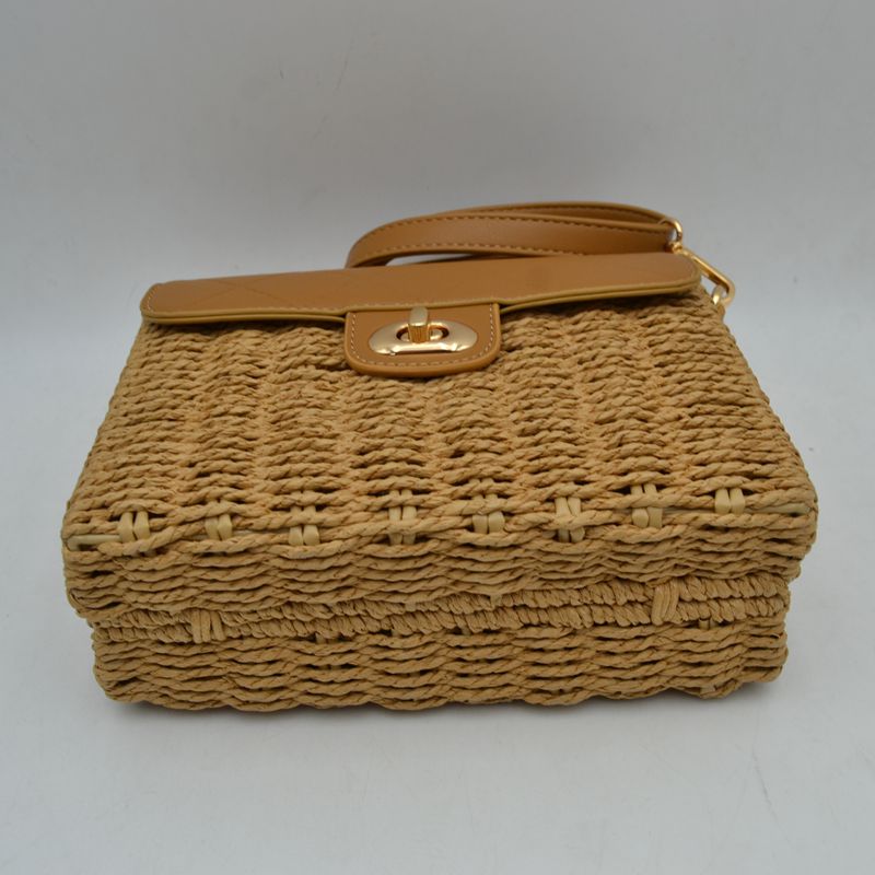 Quilted Flap Woven Straw Crossbody Bag with Adjustable Shoulder Strap