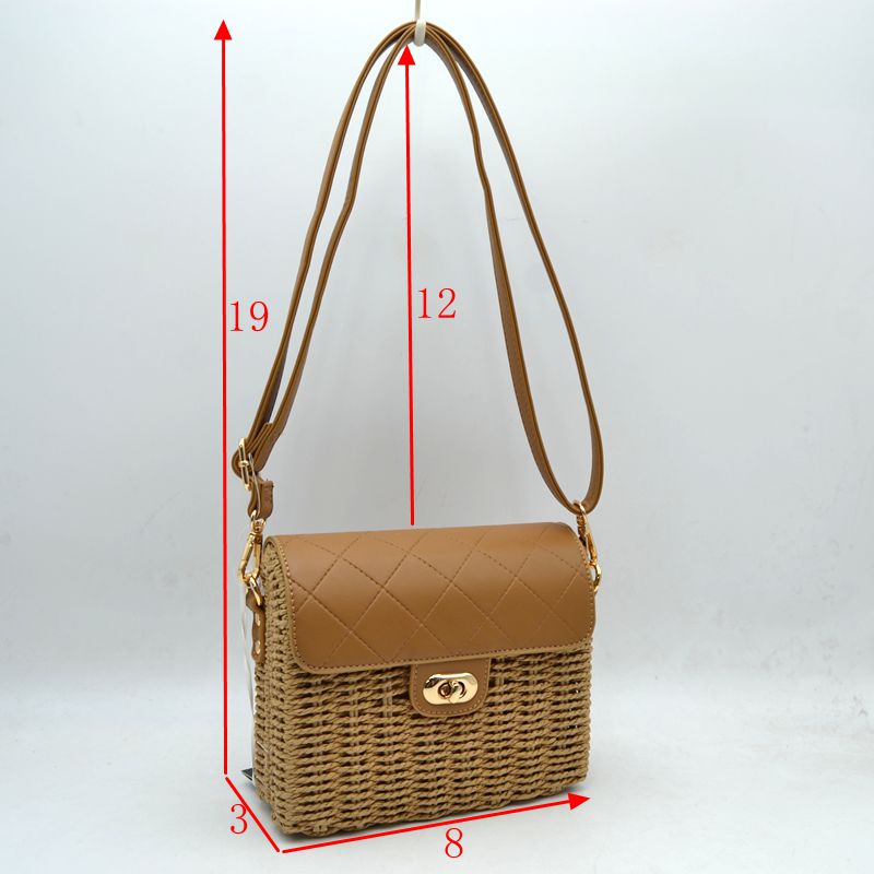Quilted Flap Woven Straw Crossbody Bag with Adjustable Shoulder Strap