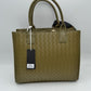 Woven Texture Tote Bag with Dual Top Handles and Scarf Accent