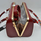 Glossy Patent Leather Barrel Handbag with Scarf-Wrapped Handle