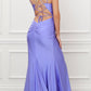 Nox Anabel T481 Long Scoop Neck Spaghetti Strap Fitted Gown Slit