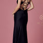 Nox Anabel T481 Long Scoop Neck Spaghetti Strap Fitted Gown Slit