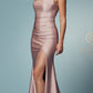 Nox Anabel T481 Long Scoop Neck Spaghetti Strap Fitted Gown Slit