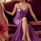 Nox Anabel T481 Long Scoop Neck Spaghetti Strap Fitted Gown Slit