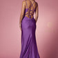 Nox Anabel T481 Long Scoop Neck Spaghetti Strap Fitted Gown Slit