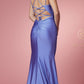 Nox Anabel T481 Long Scoop Neck Spaghetti Strap Fitted Gown Slit