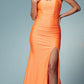 Nox Anabel T481 Long Scoop Neck Spaghetti Strap Fitted Gown Slit