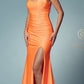 Nox Anabel T481 Long Scoop Neck Spaghetti Strap Fitted Gown Slit