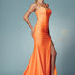 Nox Anabel T481 Long Scoop Neck Spaghetti Strap Fitted Gown Slit