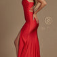 Nox Anabel T481 Long Scoop Neck Spaghetti Strap Fitted Gown Slit