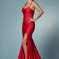 Nox Anabel T481 Long Scoop Neck Spaghetti Strap Fitted Gown Slit