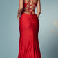 Nox Anabel T481 Long Scoop Neck Spaghetti Strap Fitted Gown Slit