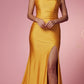 Nox Anabel T481 Long Scoop Neck Spaghetti Strap Fitted Gown Slit