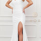 Nox Anabel T481 Long Scoop Neck Spaghetti Strap Fitted Gown Slit