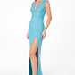 Vestido de noche Astee T5000 hasta el tobillo con escote en V y abertura lateral