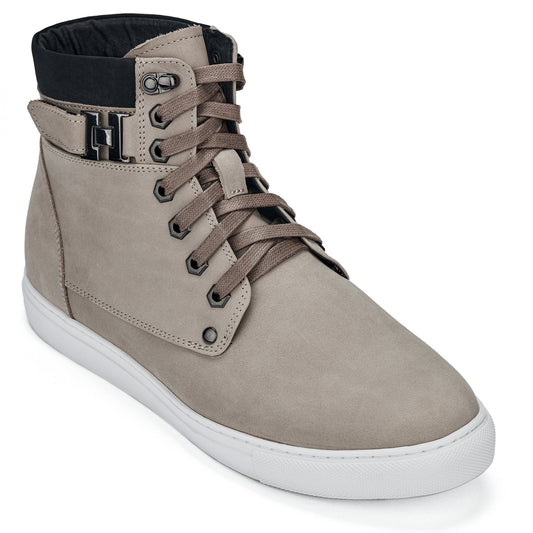 CALTO - T53122 - 6,6 cm más alto (Gris topo) - Zapatilla tipo bota de caña alta