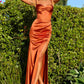 Ladivine Amoris T608 Long Fitted Satin Prom Gown Corset Bodice Slit