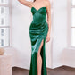 Amoris T611 Strapless Satin Gown Boned Bodice Fitted Skirt Lace-Up Back