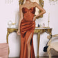 Amoris T611 Strapless Satin Gown Boned Bodice Fitted Skirt Lace-Up Back