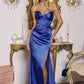 Amoris T611 Strapless Satin Gown Boned Bodice Fitted Skirt Lace-Up Back