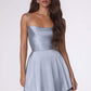 Amoris T616 Fit and Flare Satin Mini Party Dress