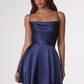 Amoris T616 Fit and Flare Satin Mini Party Dress