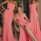 Ladivine Amoris T702 Strapless Scoop Neckline Fitted Chiffon Dress