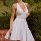Amoris T710W Halter Top Short V-Neck Off White Glitter Dress