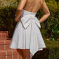 Amoris T710W Halter Top Short V-Neck Off White Glitter Dress